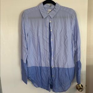 LOFT Women’s  Casual Blue Ombre Button Down Shirt
